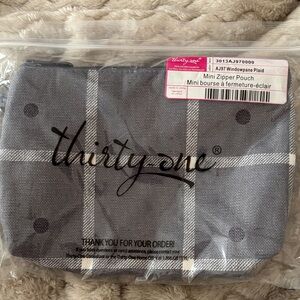 Thirty-One Mini Zipper Pouch in windowpane plaid